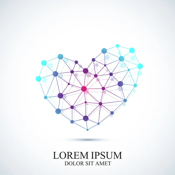 Colorful vector template heart icon. Creative concept design icon for medicine, science, technology , chemistry and Valentines Day — Stock Vector