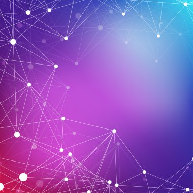 Bağlantılı çizgilerin ve noktaların geometrik arka plan. Vektör çizim