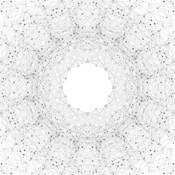 Molécule de fond grise géométrique et communication. Ligne connectée avec des points. Illustration vectorielle — Image vectorielle