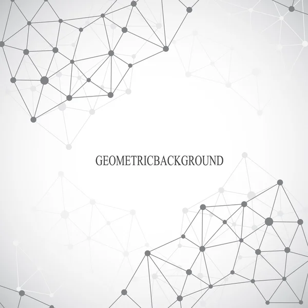 Geometrik gri arka plan molekül ve iletişim. Bağlantılı çizgilerin noktalı. Vektör çizim