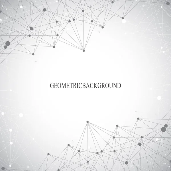 Geometrik gri arka plan molekül ve iletişim. Bağlantılı çizgilerin noktalı. Vektör çizim
