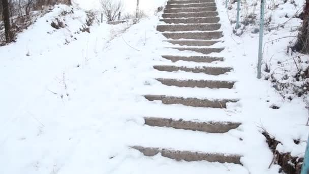 Сломанные лестницы в сельской местности — стоковое видео