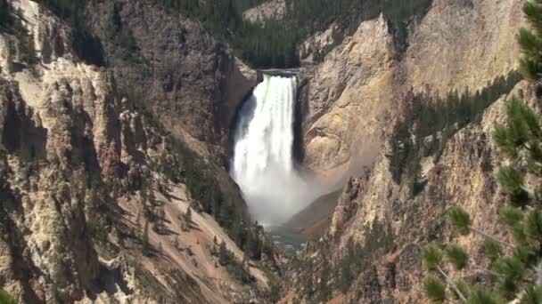 Yellowstone Ulusal Parkı. Şelale. — Stok video