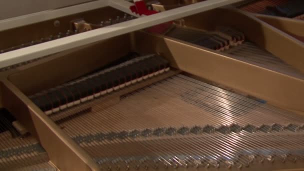 Рабочие молотки внутри рояля — стоковое видео