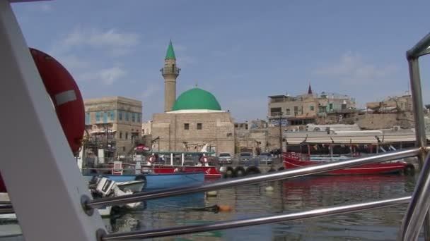 Poort van de oude stad van Akko. — Stockvideo