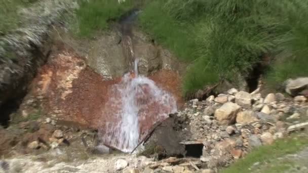 Stream in the Valley of Mutnovsky volcano. — Stock Video