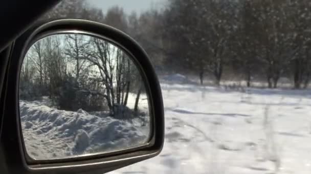 Scena invernale di Natale. campo coperto di neve, macchina fotografica in movimento — Video Stock