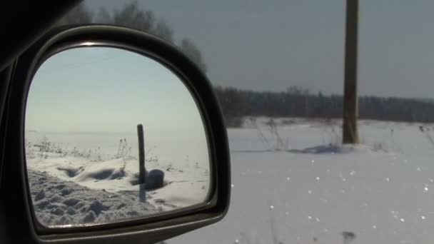 Weihnachtswinterszene. Schneebedecktes Feld, bewegliche Kamera — Stockvideo