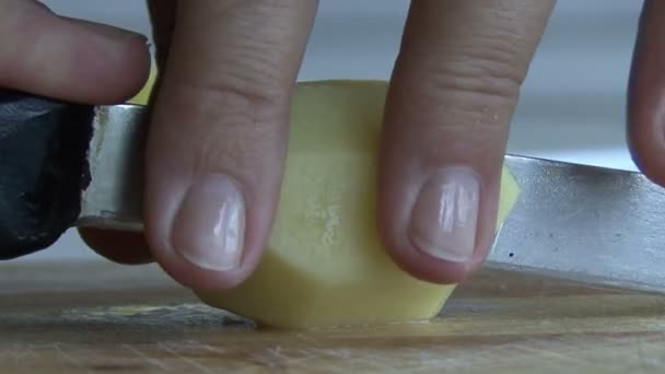 Papas fritas cortadas a mano — Vídeo de stock