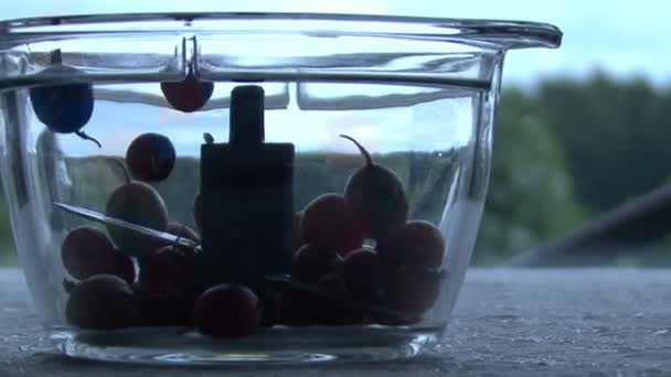 浆果落入搅拌机 — 图库视频影像