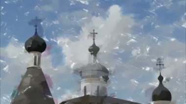 Gerçek resim. Kilise bulutlar