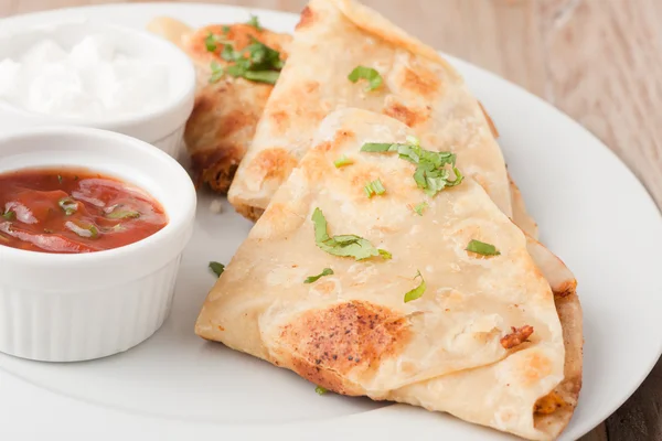 Original mexican quesadilla on white plate — Stock Photo, Image