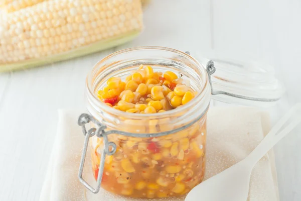 Homemade sweet corn and peppers — Stock Photo, Image