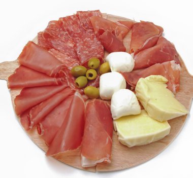 İtalyan stili meze jambon ve mozzarella ile karıştırın