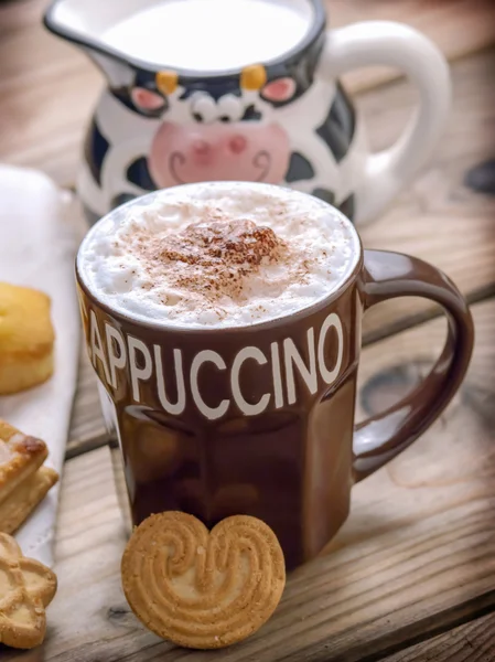 Breakfast with cappuccino — Stock Photo, Image