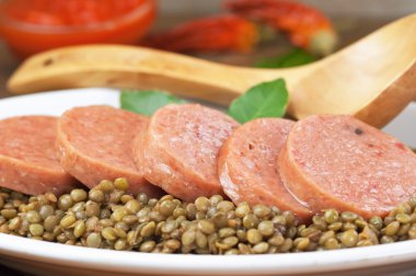 Italian cotechino with lentils clipart