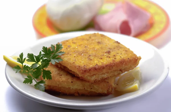 Włoski mozzarella w carrozza — Zdjęcie stockowe