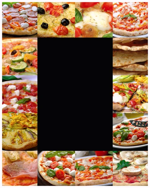 Rahmen für Pizza-Collage — Stockfoto