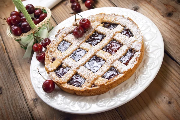 Kersen crostata taart — Stockfoto