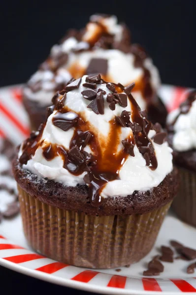 Cupcakes au chocolat à la crème fouettée — Photo