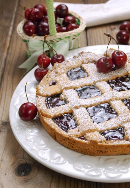 Kersen crostata taart — Stockfoto