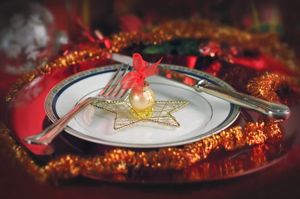 Decorated Christmas Dinner Table — Stock Photo, Image