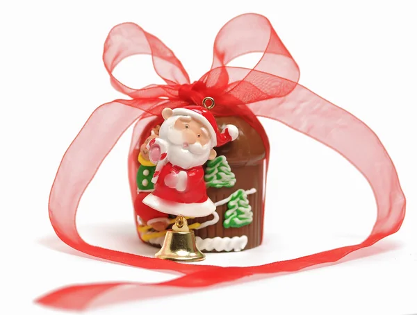 Chocolate Santa Claus con campana —  Fotos de Stock