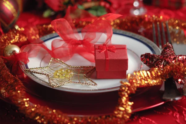 Mesa de jantar decorada de Natal — Fotografia de Stock