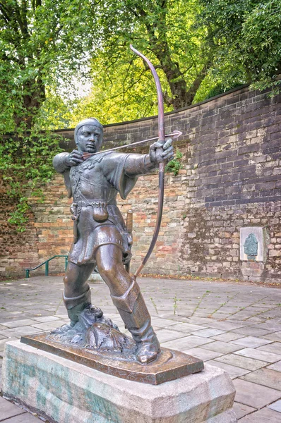 Pomnik Robin Hood Nottingham Anglii — Zdjęcie stockowe