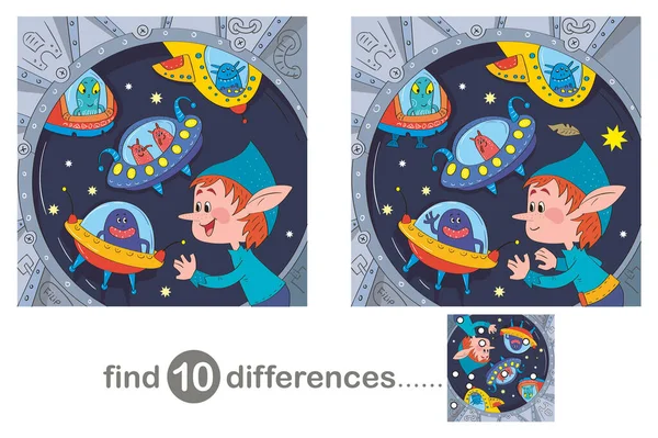 Uzayda bir uzay gemisinde Elf... çocuklar için eğitici oyunlar arasında on farklılık buluyor. 