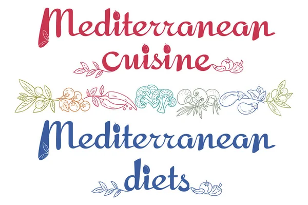 Akdeniz yemekleri _ afişler. Bistro veya Akdeniz lokantası afişi için vektör illüstrasyonu. Menü, baskı kartı, afiş, poster tasarımı.