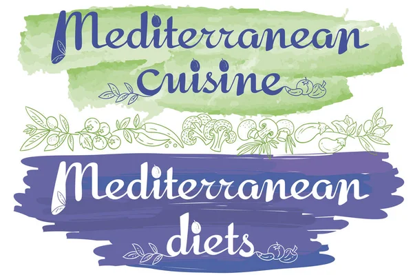 Mediterranean Food Banners Ilustración Vectorial Para Bistró Comida Mediterránea Banner Vectores De Stock Sin Royalties Gratis