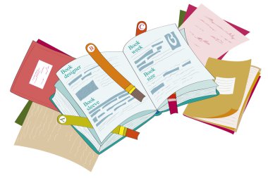 Kitap - illüstrasyon yığınları kümesi