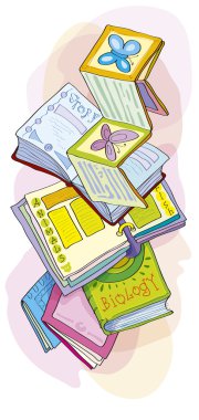 Açılan kitap seti. Çocuk kitapları - illüstrasyon