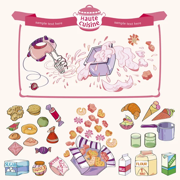 Mutfak-ware ve sanat - illüstrasyon Pastane
