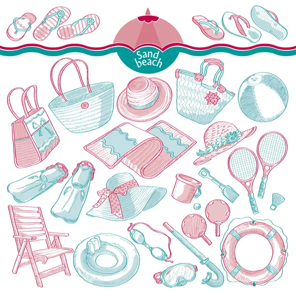 Konular bir plaj sanat - illüstrasyon için ayarla