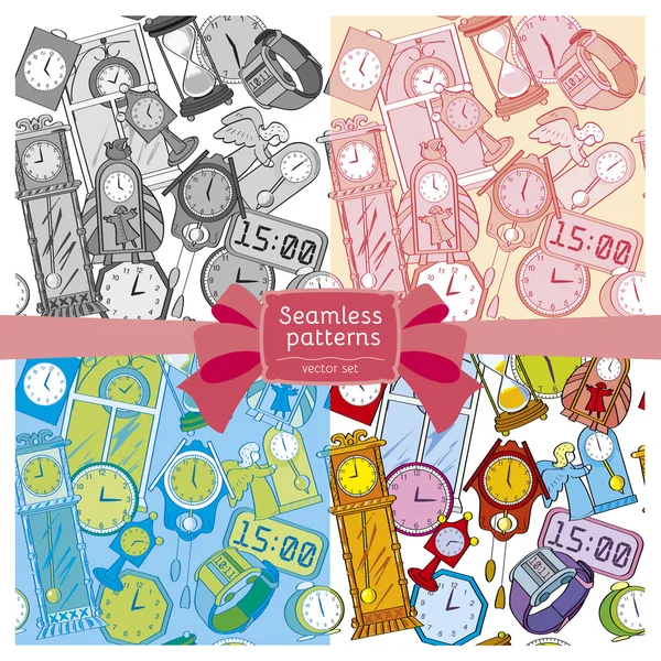 Vektör seamless modeli, farklı saat bir arka plan. Dört ÖÇK