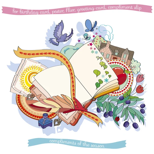 Kartları, posterler dekorasyon için kitap seti. Vector.Illustration