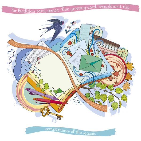 Kartları, posterler dekorasyon için kitap seti. Vector.Illustration