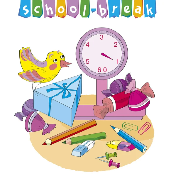 Nesneleri okul-Break.Weighing. Vector.Illustration