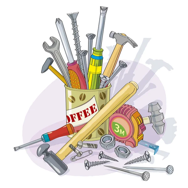 El ile aracı çalışma. Aracı yığın. İllüstrasyon