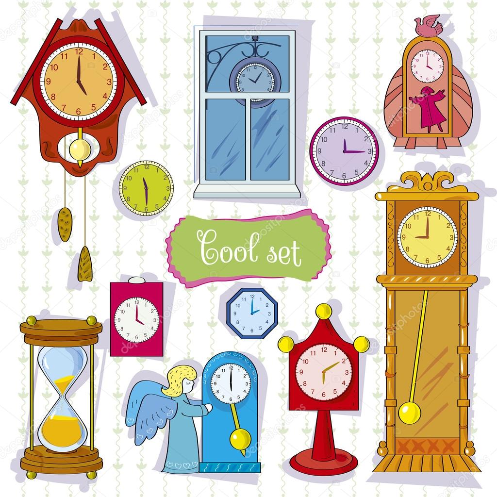 Bright set from clock.Illustration 