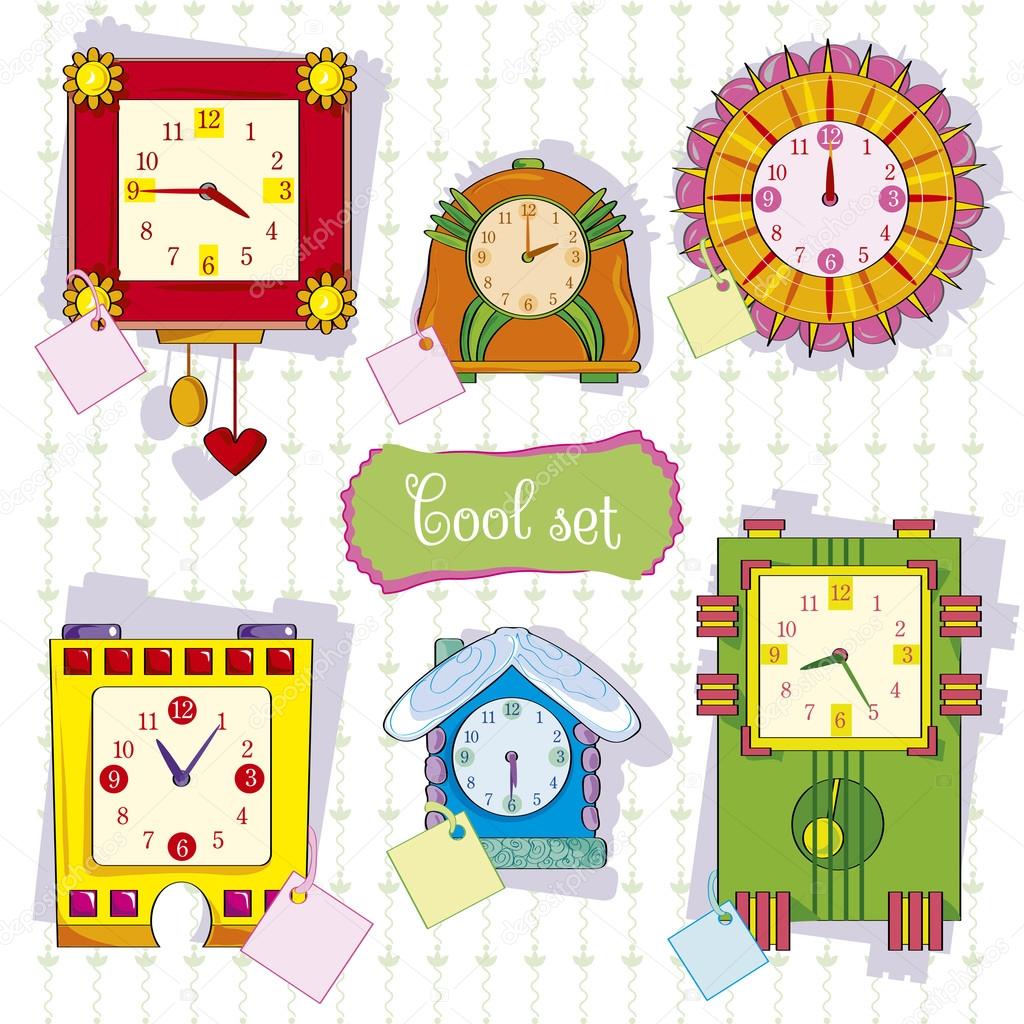 Bright set from clock.Illustration 