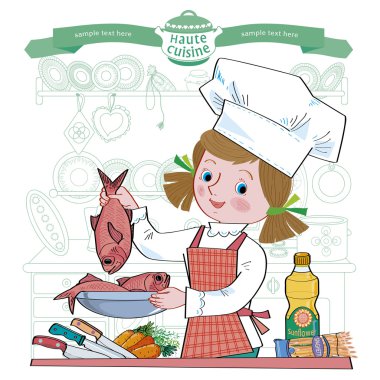 Kız-cook.Illustration