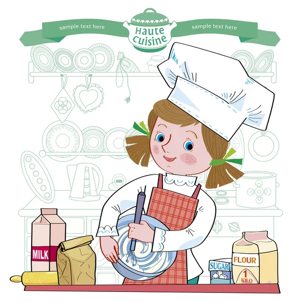 Κορίτσι-cook.Illustration — Διανυσματικό Αρχείο