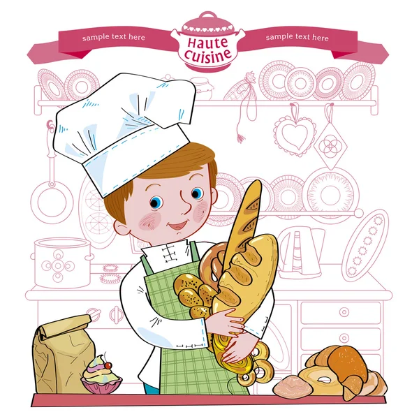 Pojke-cook.Illustration Royaltyfria illustrationer