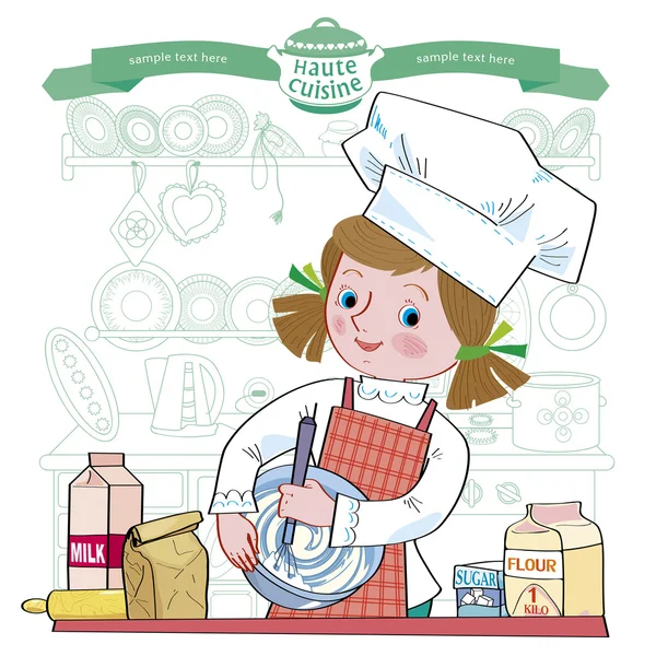 Girl-cook.Illustration Royaltyfria illustrationer