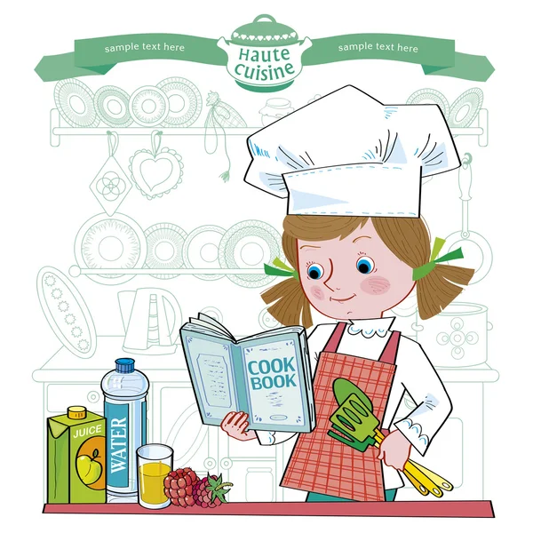 Girl-cook.Illustrazione Vettoriale Stock