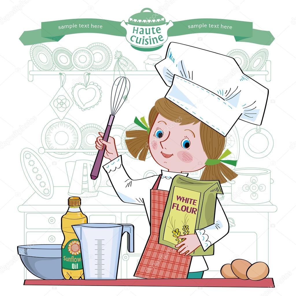 Girl-cook.Illustration