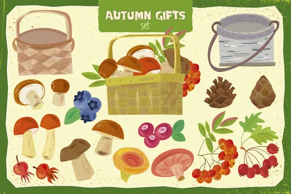 Regalos de otoño. Dibujos animados ilustración Vector De Stock